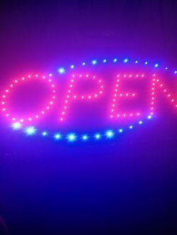 OPEN sign w/chain to hang it