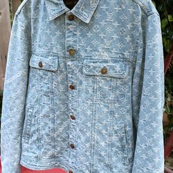 2017 Louis Vuitton x Supreme Denim Jacket Size 52 Made In Italy