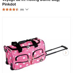 Rockland 22 in. Rolling Duffle Bag, Pinkdot
