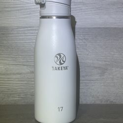 Takeya Insulated Stainless Steal Travel Mug W/FlipLock Spout Lid-White 17 Oz