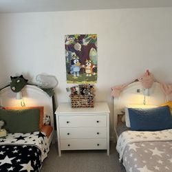 Two Wooden Twin Bed Frames + Mattress + Mattress toppers!  