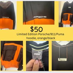 rare orange and black Porsche 911 x Puma hoodie