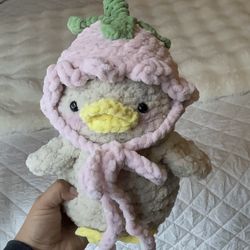 Crochet Plushie duck with rose