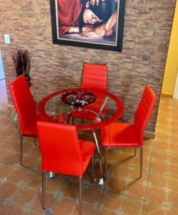 Red Glass Dining Room Set For Sale‼️