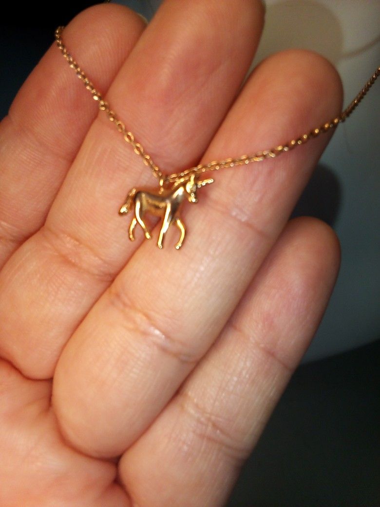 Petite Mini Unicorn Rose Gold Color Costume Jewelry Small Necklace Unicorn On Both Side Horse Miniature Chain Necklace