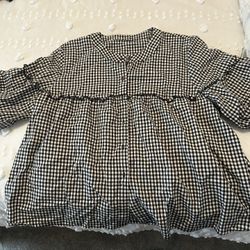 Women’s Plaid Button-Down Blouse Brand New