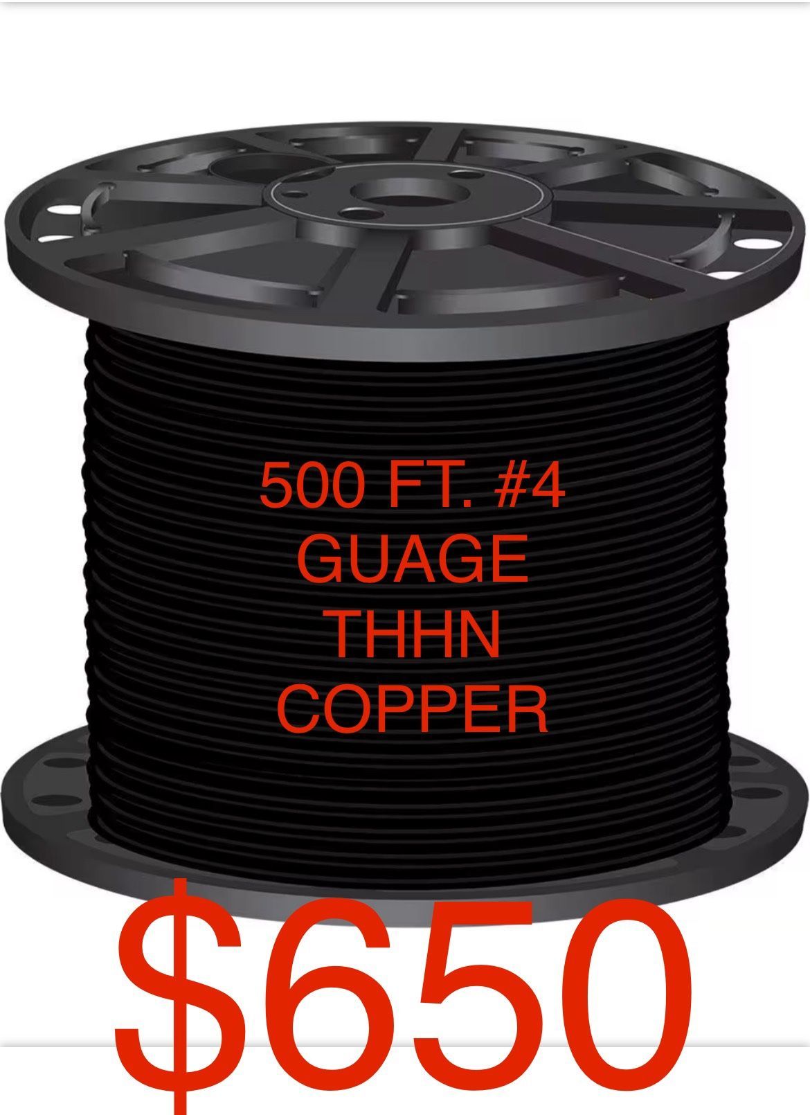 #4 AWG STRANDED COPPER 500ft.