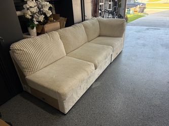 Cream Corduroy Modular Sectional Sofa