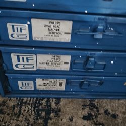 Screw Box Full Or Some Are Pretty Much Full Of Different Bolts Screws And Washers In Great Shape 