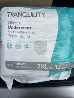 Lot of 6 – Tranquility Essential Disposable Underwear 2XL (Heavy Protection, Sealed Packs)
