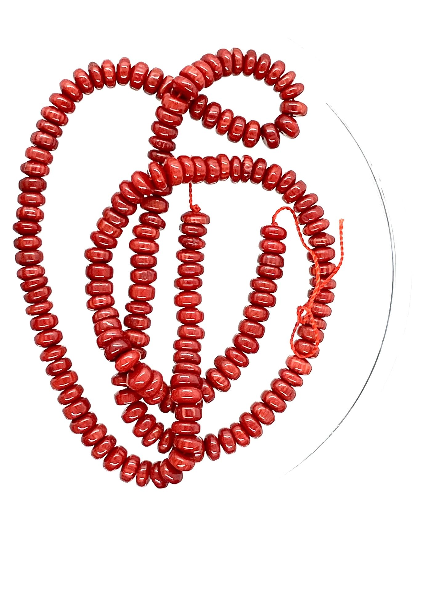 Lot Of Red Coral Disc Beads