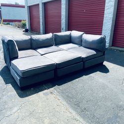 Nice Gray Velour Modular Sectional( Free Delivery)