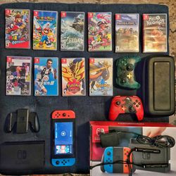 🎮 Nintendo Switch Bundle – Console + Dock + 10 Games + Box – Excellent Condition! 🔥