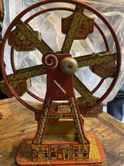 J Chein Toy Wind Up Ferris Wheel with Hercules 16 1/2" Tall
