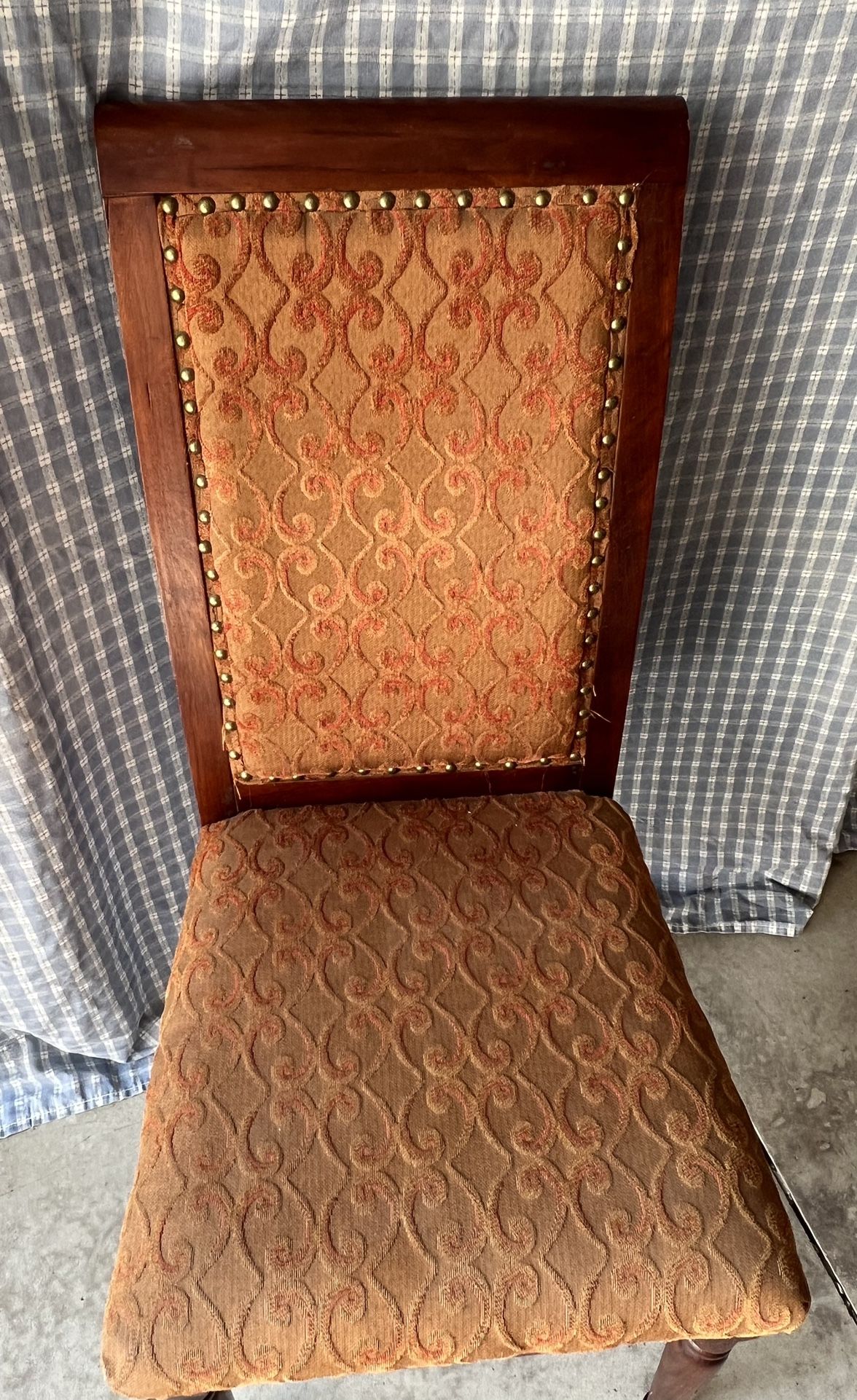 Antique Chair, Maroon, And Gold Tapestry