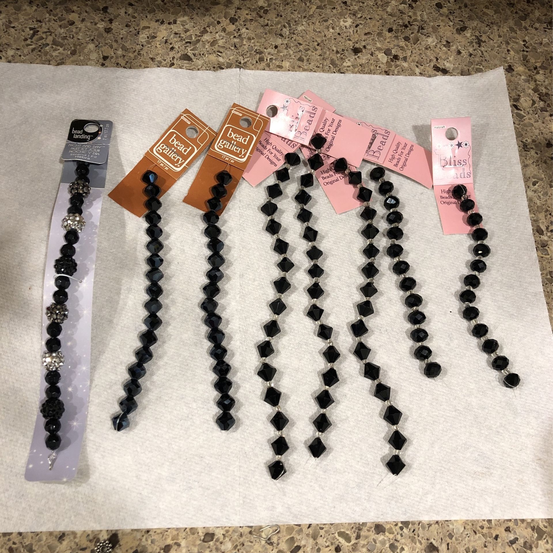 Bundle- (8) Black Bead Strands