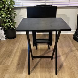4 Folding Tray Tables w/ Storage Rack $25