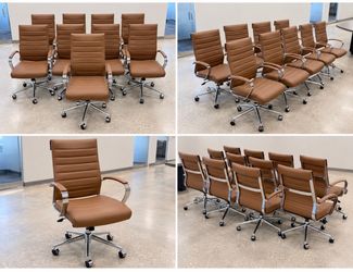 Set of 10 matching high-back executive office / conference chairs. Sold together as one complete set.