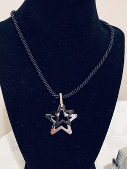 Never Used Beautiful UnisexAdjustable Clasp Silk Rope Necklace With Stainless Steel