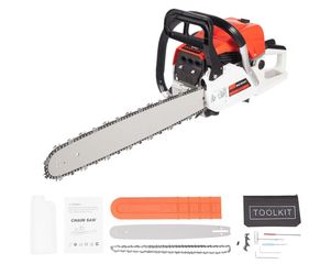 18-Inch Gas Chainsaw, 52CC Single Cylinder Air-cooled 2 Stroke Engine Gasoline Chainsaw, 2000W Portable Hand Pull Start Chain Saw for Cutting Wood Tre