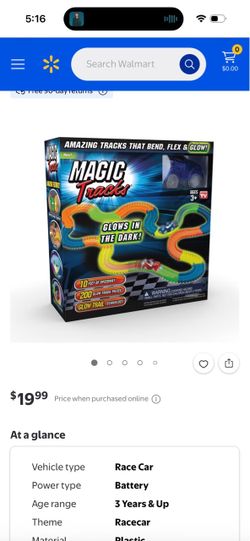 Magic Tracks Glow in the Dark Race Car Set