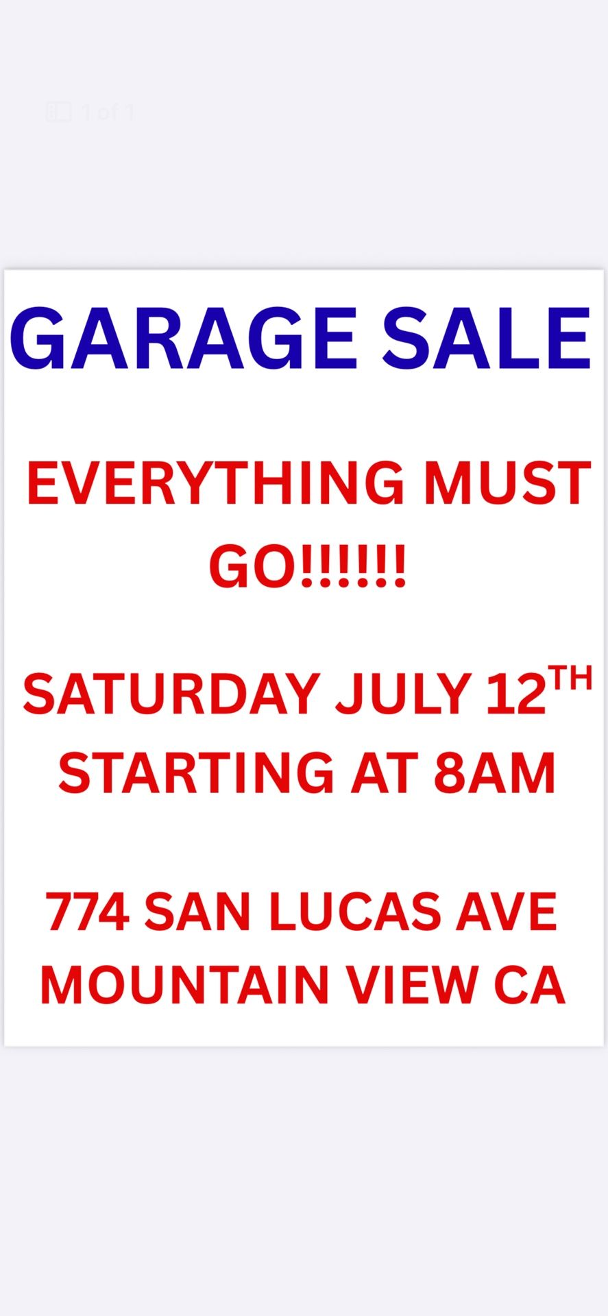 Garage Sale Everything Must Go!!!!