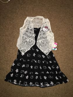 Girls Hello Kitty Dress with Attached Vest Size 6-6x
