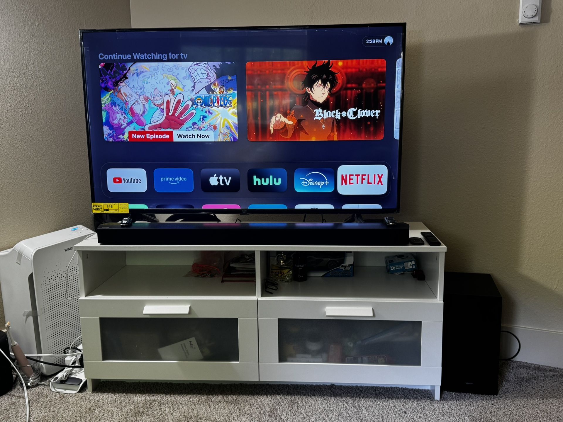 Moving Sale – TV, TV Stand, and Sound Bar (Bundle or Separate)