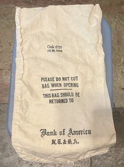 Vintage B of A Bank Canvas Cash Bag