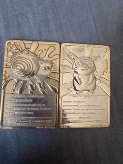 1999 Nintendo Pokémon Gold Metal Cards Pikachu Poliwhirl