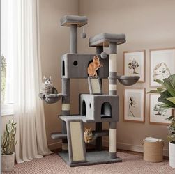 NEW, ASSEMBLY REQUIRED 
 65in Larger Cat Tree Tower Condo for Indoor Kitties.