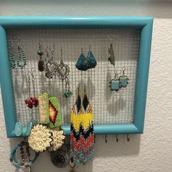 Rustic Turquoise Earring/Jewelry Organizer
