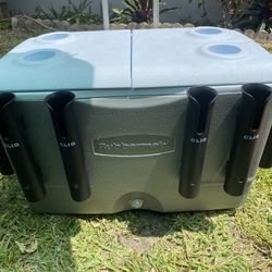 Rubbermaid Fishing Cooler With Rod Holders No Rods Included 