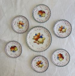 Vintage Bavarian China 7 pc Cake Plates Set