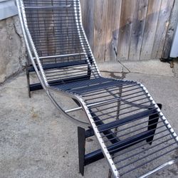 Italian Metal Chrome Mid-Century Chaise Lounge Chair (Made In Italy)
