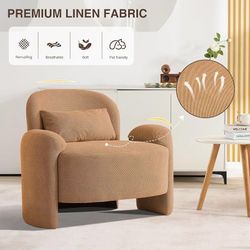 LOULENS Oversized Accent Chair for Living Room, Modern Linen Fabric Comfy Lounge Armchair, Upholstered Reading Single Sofa Chairs for Bedroom & Sofa, 