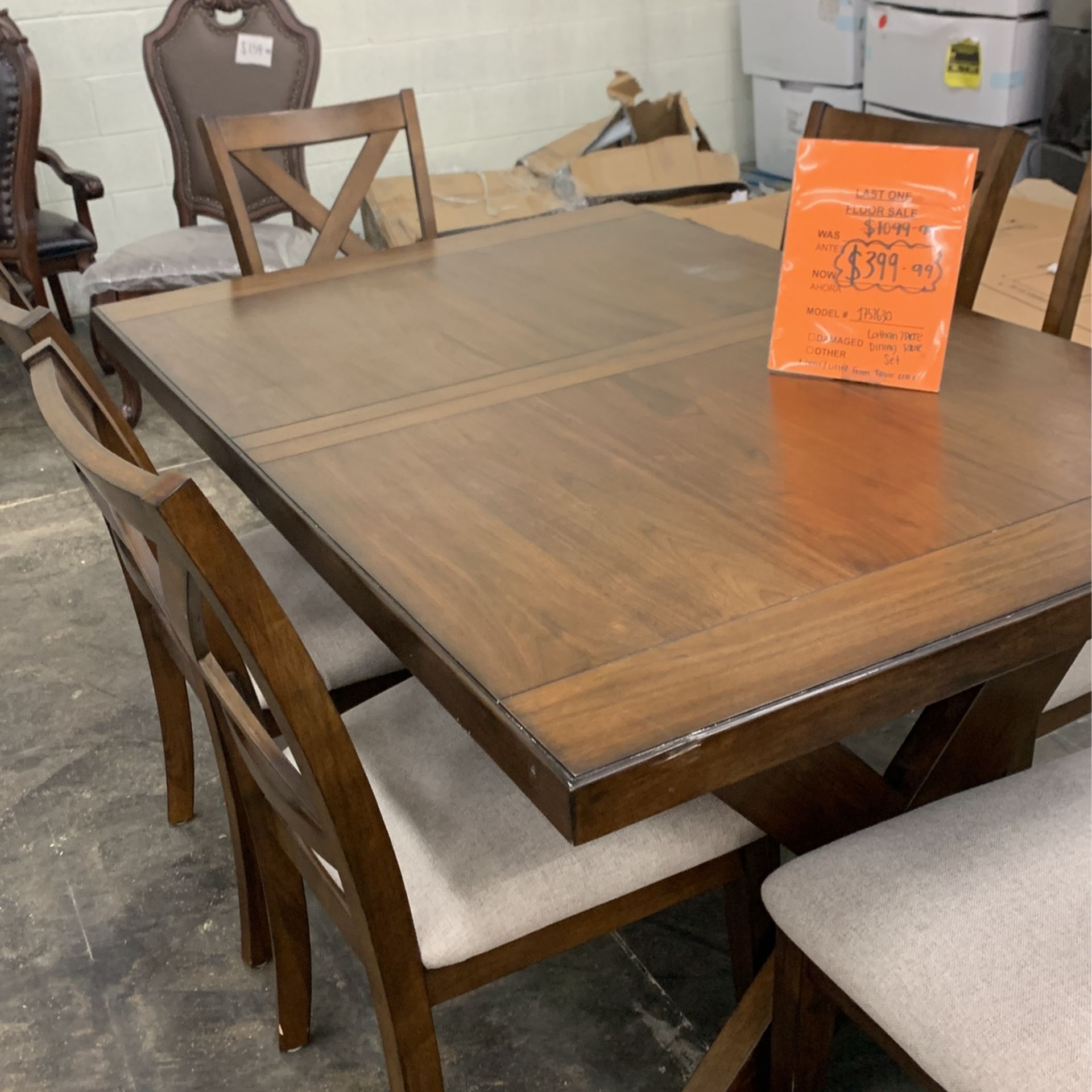 Lathan 7pc Dining Table Set (Dent/Lifted From Table End)