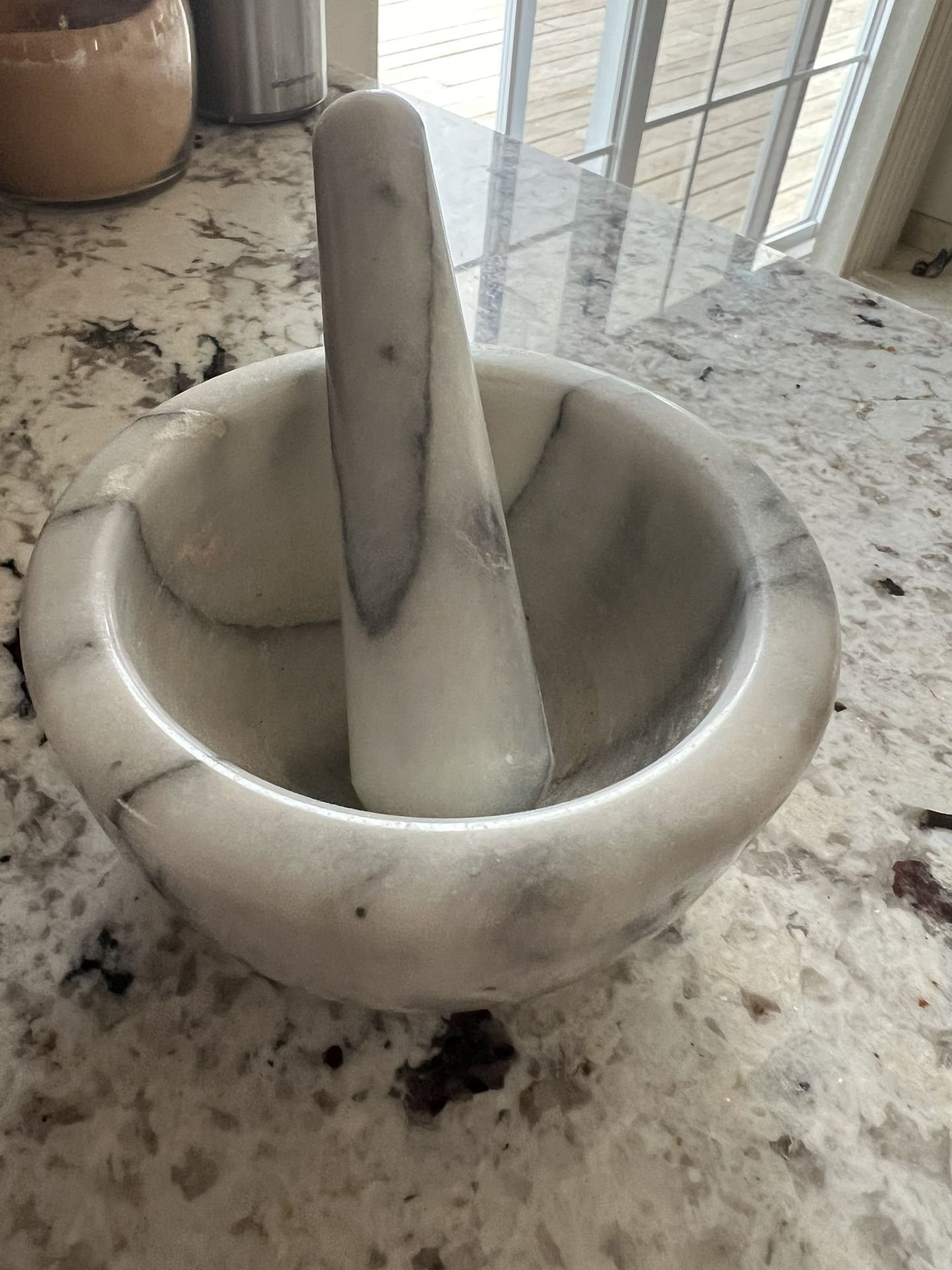 MARBLE MORTAR & PESTAL APOTHECARY BOWL PILL CRUSHER BOWL
