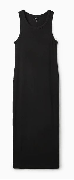 COS Black Sleeveless Ribbed Dress Size L