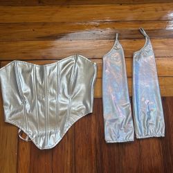 Holographic Corset And Arm Sleeves - Size L