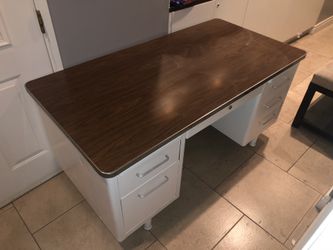 Mid Century Modern Metal Vintage Tank Heavy Industrial Office Desk