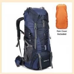 75L Hiking Backpack with Rain Cover Waterproof Camping Backpack Shoes Warehouse for Men Women, Frameless