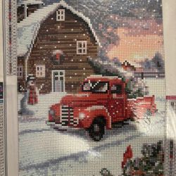 Red Truck With Barn