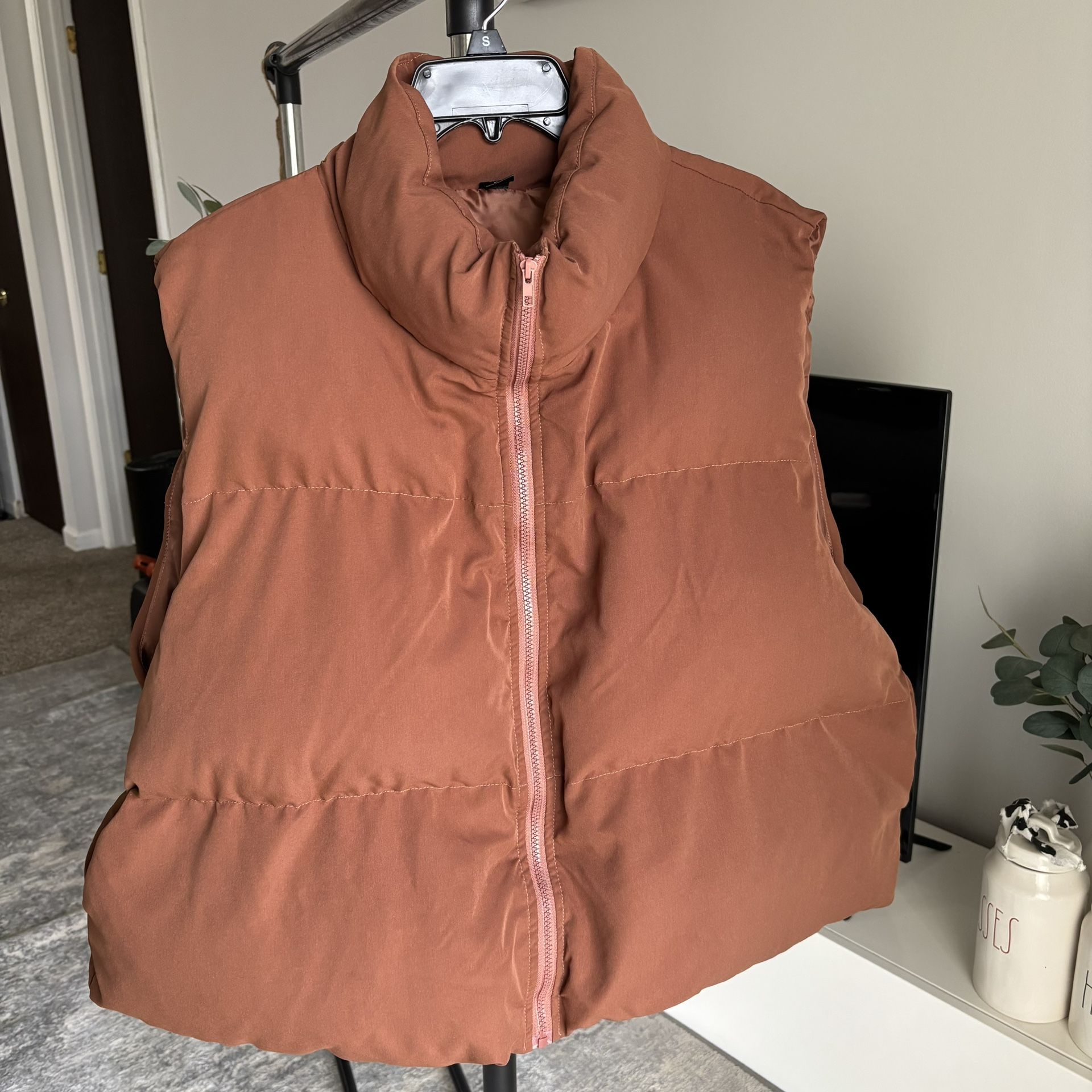 SHEIN EZwear Plus Size Zip Front Vest Padded Coat 4XL