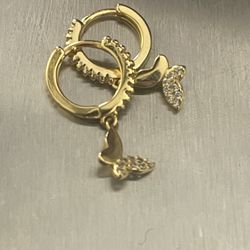 Sterling Silver Butterfly Hoops