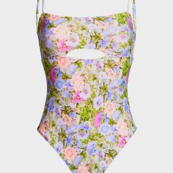 VYB Daisy Days Bandeau Cutout Peephole One Piece Swimsuit Bathing Suit XL