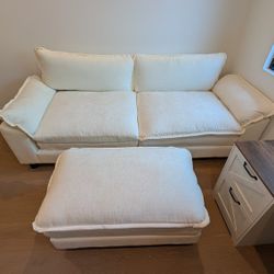 White Sofa With Ottoman 