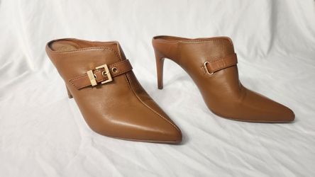 Vincent Camuto Maskelynn Brown Leather Mules