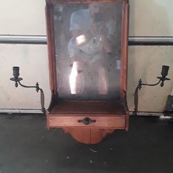 Antique Mirror With Candle Holders