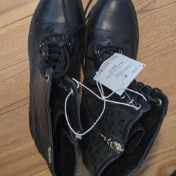 Bebe Black Lace Up Boots 